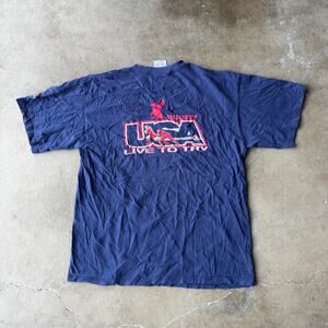 VINTAGE 90S ADIDAS USA RUGBY LIVE TO TRY T-SHIRT EAGLES GRAPHIC MENS LARGE